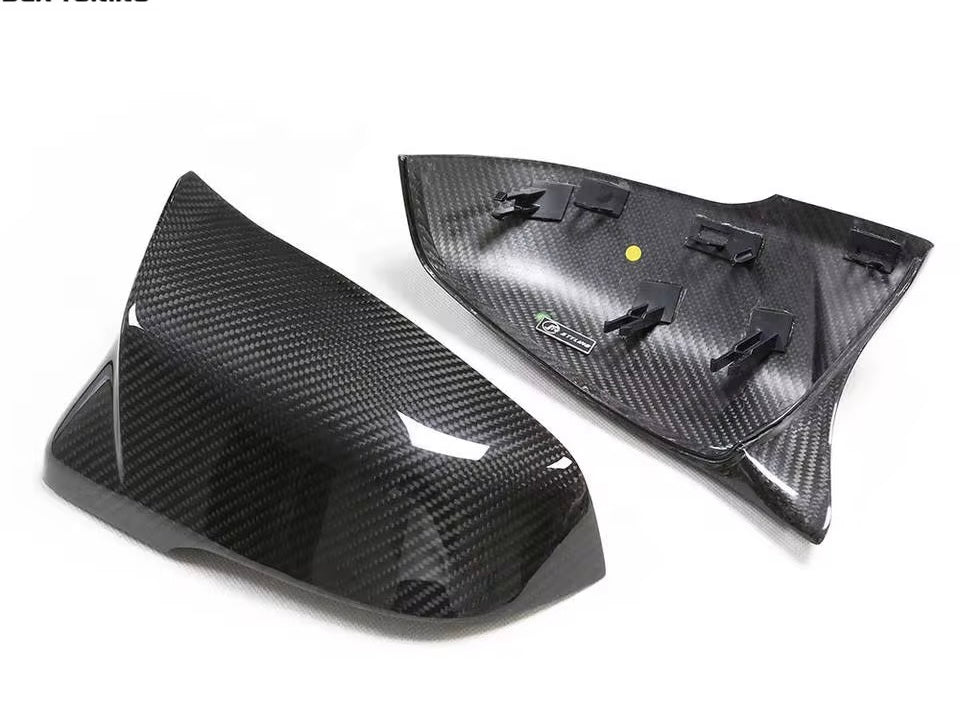 BMW 1 SERIES F40, 2 SERIES F44 & TOYOTA SUPRA CARBON FIBRE M STYLE MIRROR COVERs (2019+) F40 F44 F45 F46 F48 G29 J29-carbonizeduk