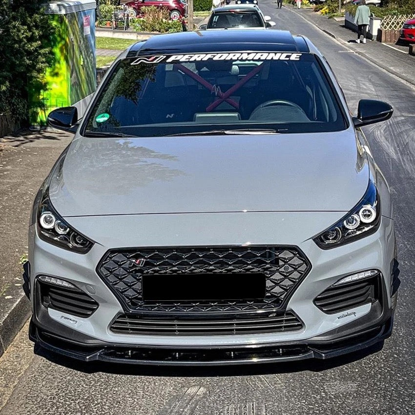 Hyundai i30N Gloss black front lip splitter STO style MK3 2017-2019-carbonizeduk