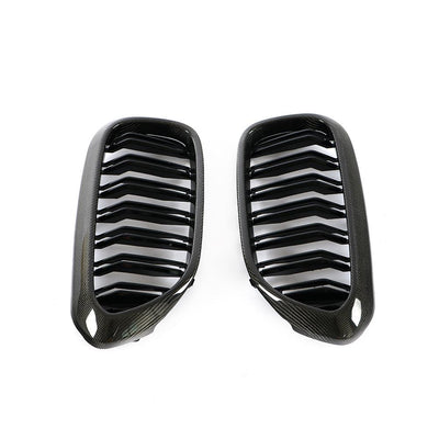 BMW G30 Carbon Fiber + Gloss Replacement Front grille inserts 2017-2018-carbonizeduk