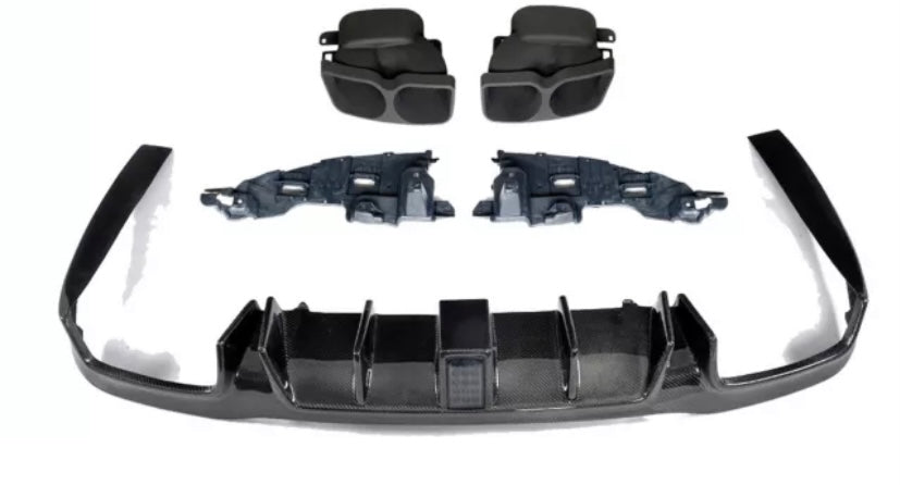 Carbon fibre Rear BRBUS Diffuser + Exhaust Tips Mercedes Benz W213 E63 E43 AMG E400 Sport 2016-2018-carbonizeduk