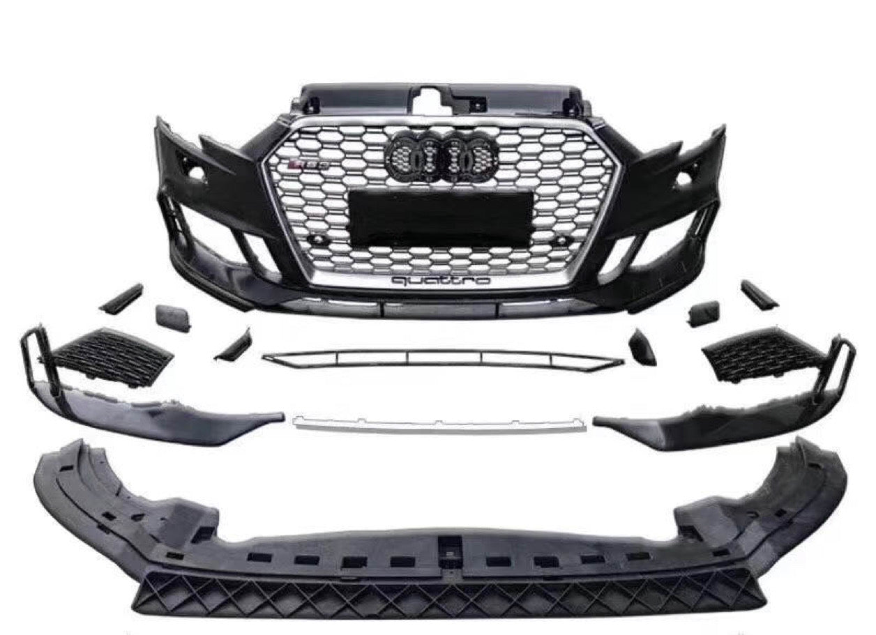 Audi S3 S-LINE TO RS3 Complete front Bumper + Grille FRP 2016-2019-carbonizeduk