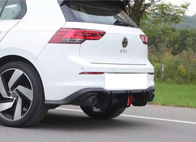 Volkswagen Golf MK8 GTI GLOSS BLACK DIFFUSER EXTENSION WITH F1 Led LIGHT-carbonizeduk