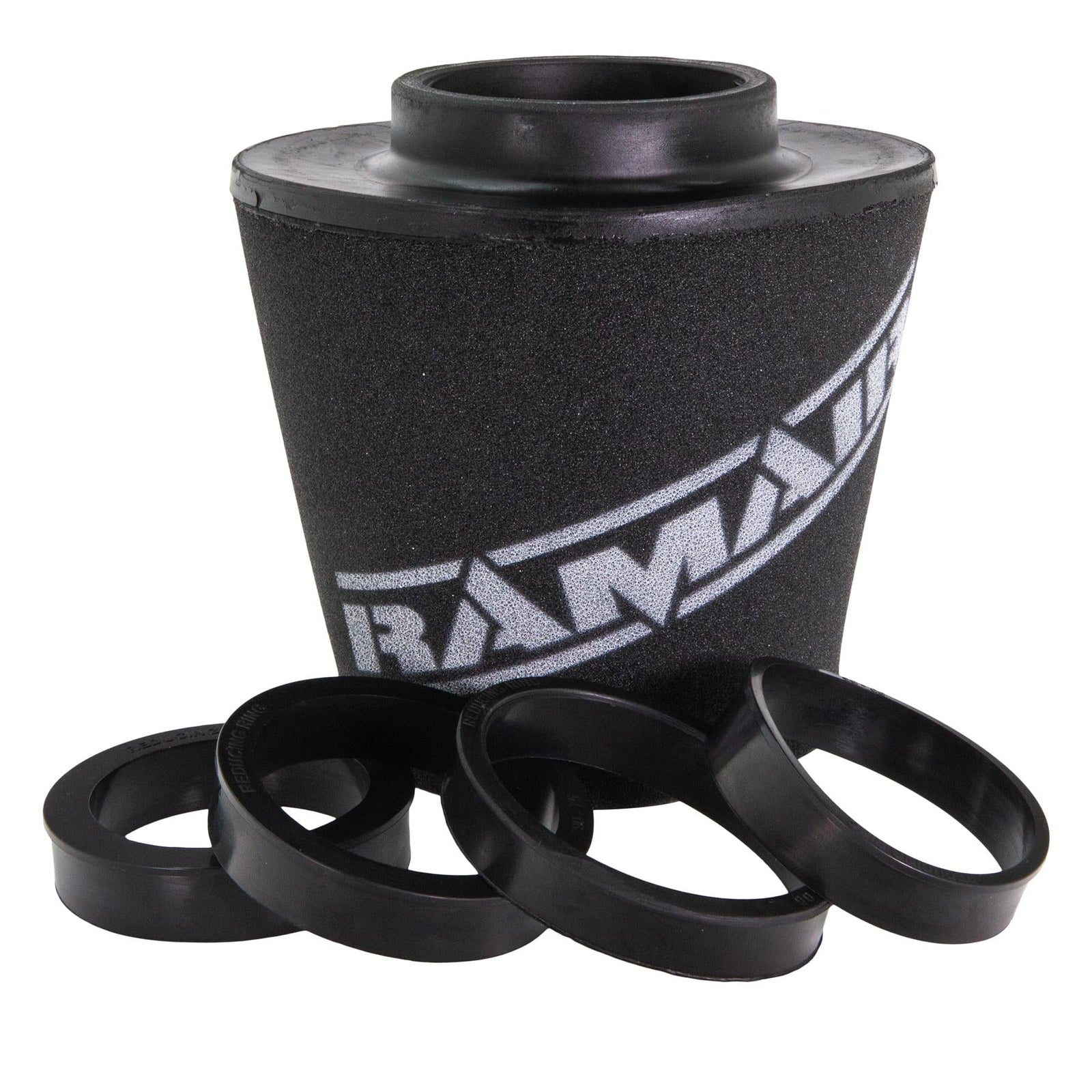 Ramair Foam 70 - 90mm (2.75inch - 3.5inch) ID Neck Polymer Base Neck Cone Air Filter with Reducing Rings-Filters-carbonizeduk