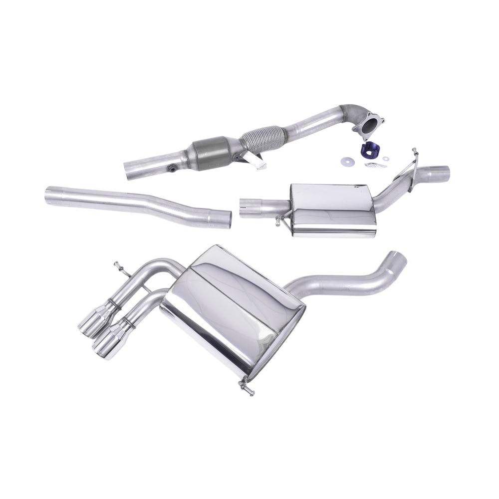 Milltek Turbo-back including Hi-Flow Sports Cat Exhaust Audi A3 2.0T FSI Quattro 5-Door SportBack 04-12-Manifolds, Decats & Sports Cats-carbonizeduk