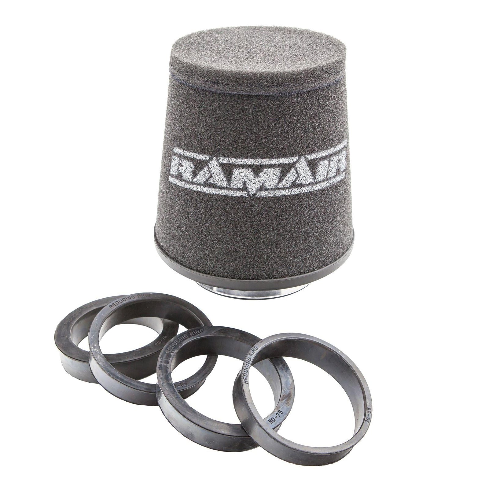 Ramair Foam 70-90mm (2.75 - 3.5inch) ID Neck Polymer Base Neck Cone Air Filter Universal with Reducing Rings-Filters-carbonizeduk