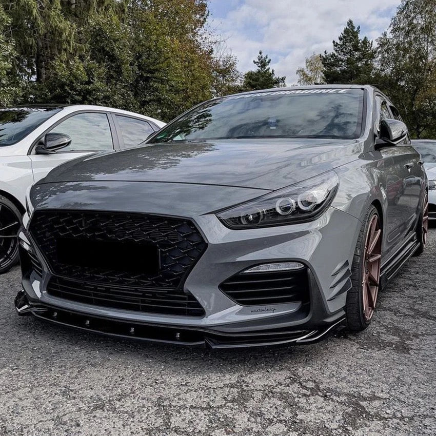 Hyundai i30N Gloss black front lip splitter STO style MK3 2017-2019-carbonizeduk