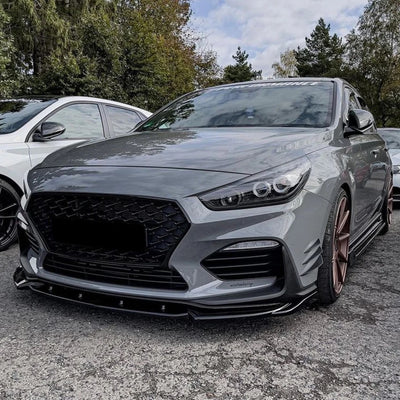 Hyundai i30N Gloss black front lip splitter STO style MK3 2017-2019-carbonizeduk
