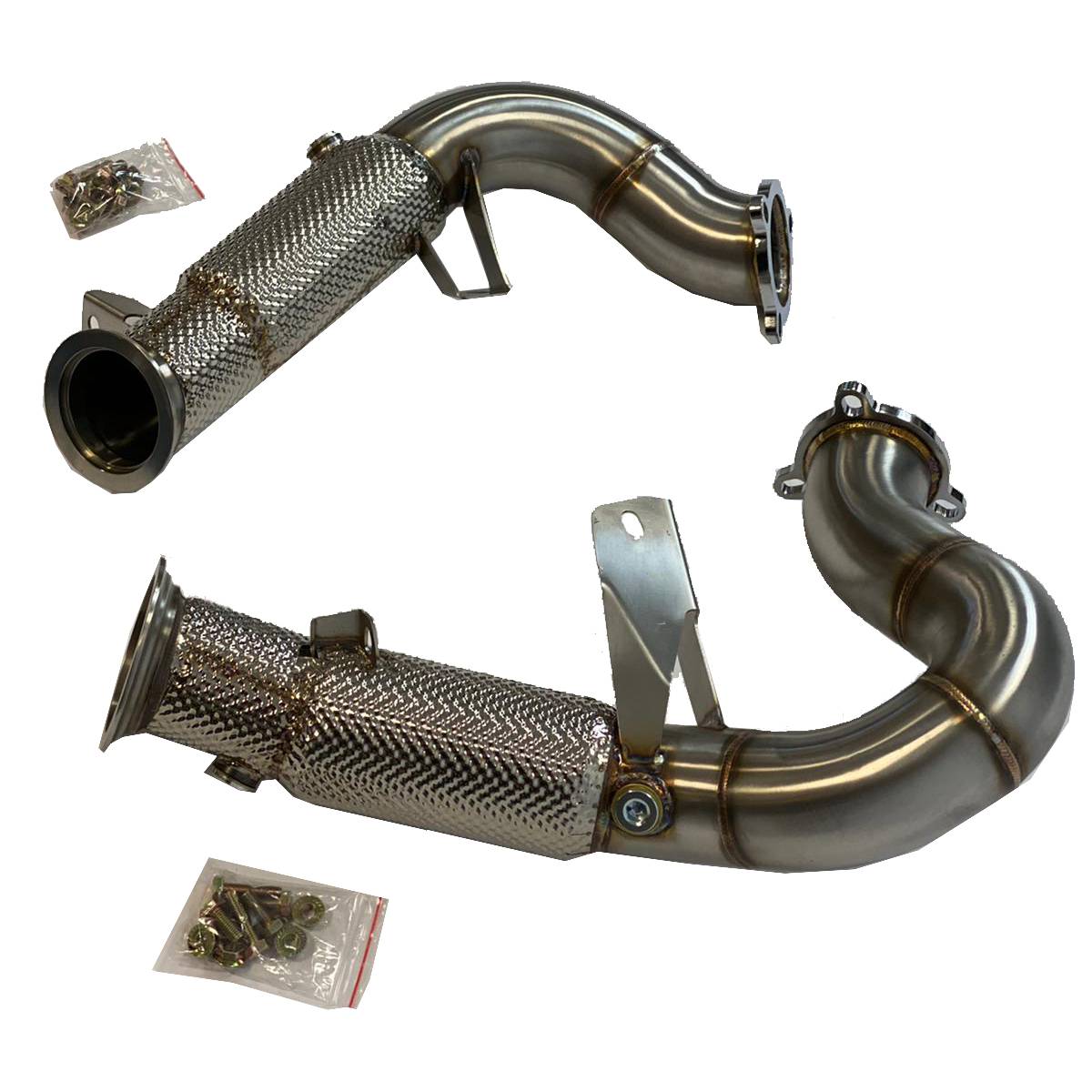 PORSCHE MACAN 3.0/3.6T DECAT EXHAUST DOWNPIPES WITH THERMAL HEAT SHIELD-carbonizeduk