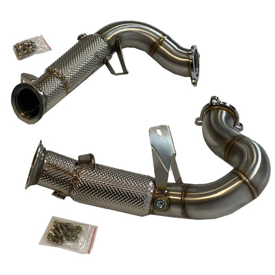 PORSCHE MACAN 3.0/3.6T DECAT EXHAUST DOWNPIPES WITH THERMAL HEAT SHIELD-carbonizeduk