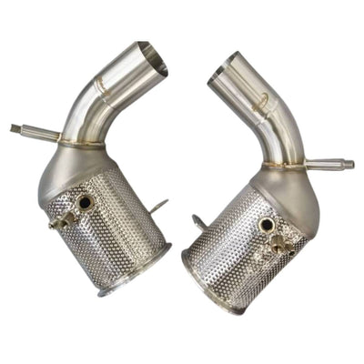 PORSCHE 911 992 CARRERA 200CPSI CAT EXHAUST DOWNPIPES WITH HEAT SHIELD-carbonizeduk