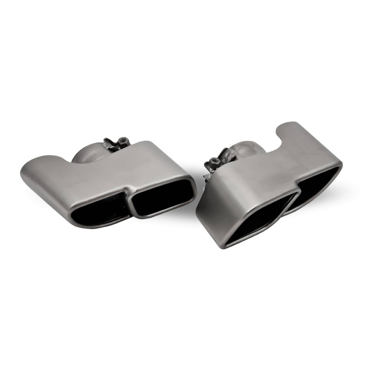 PORSCHE 911 997.1 TURBO BRUSHED TWIN EXHAUST TAILPIPES-carbonizeduk