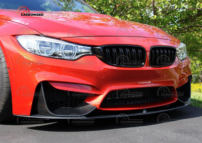 BMW M4 F83 F82 P style front splitter with air intake covers 3pcs-carbonizeduk