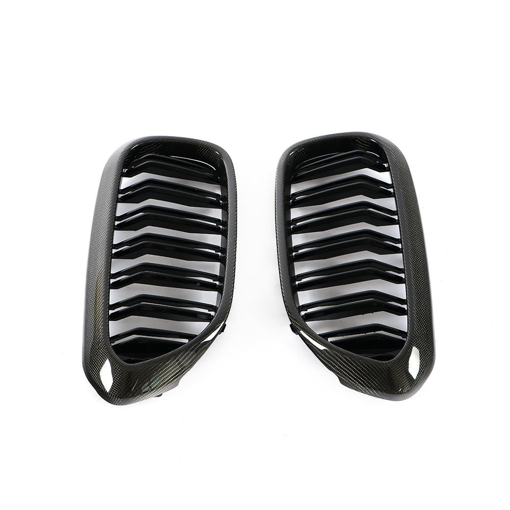 BMW G30 Carbon Fiber + Gloss Replacement Front grille inserts 2017-2018-carbonizeduk