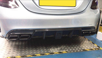 Mercedes Benz C63 W205 Carbon Fibre Rear Bumper Diffuser+ with brake lights-carbonizeduk
