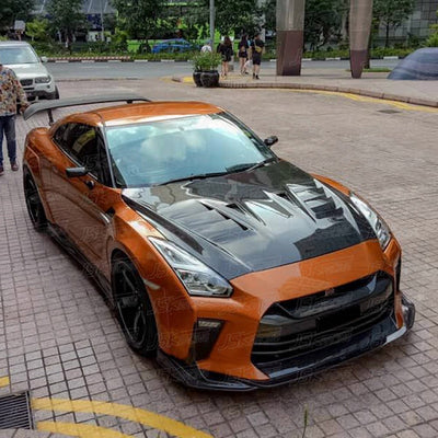 NISSAN GTR CARBON FIBRE TOP SECRET STYLE VENTED BONNET 2017+-carbonizeduk