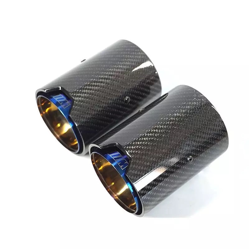 BMW F90 M5 M Performance Style Burnt Carbon Fibre Exhaust Tips-carbonizeduk