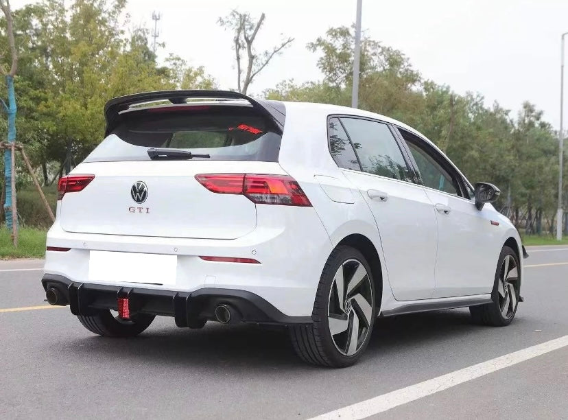 Volkswagen Golf MK8 GTI GLOSS BLACK DIFFUSER EXTENSION WITH F1 Led LIGHT-carbonizeduk